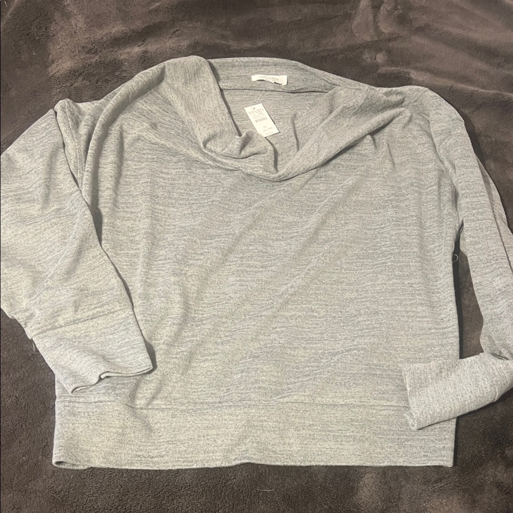 Elegant Light Gray Cowl Neck Sweater